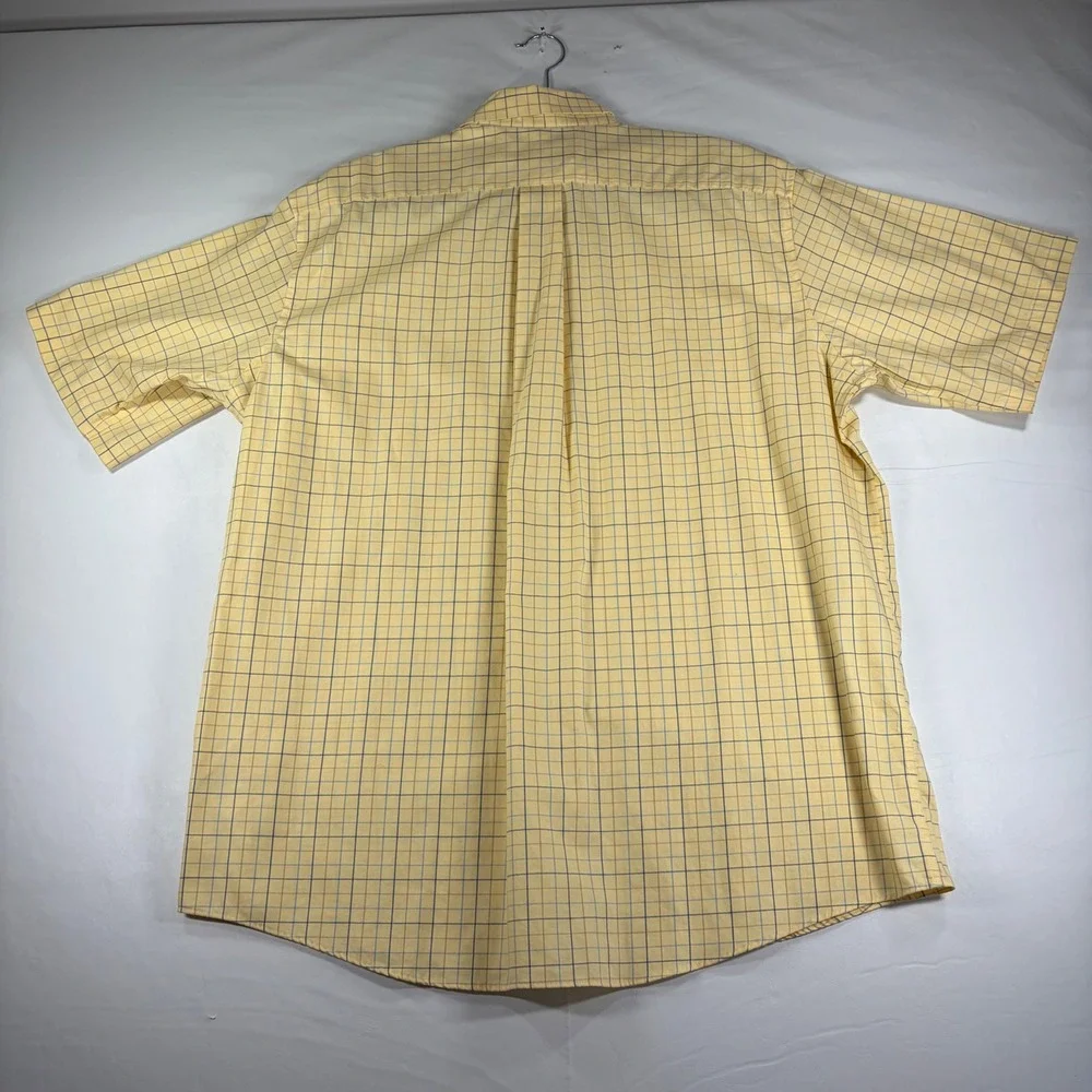 LL Bean Mens XL Yellow Plaid Wrinkle Resist Button Down Shirt Traditional Fit